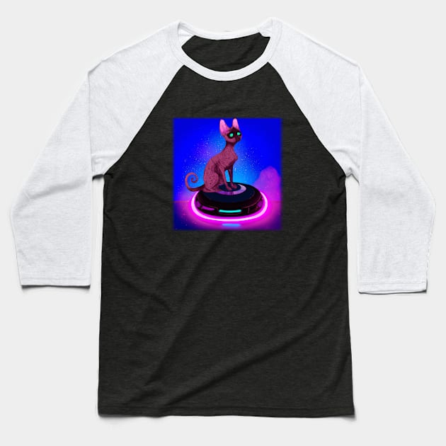 Cyberpunk Kitty Baseball T-Shirt by Bigrum P. Bear Designs